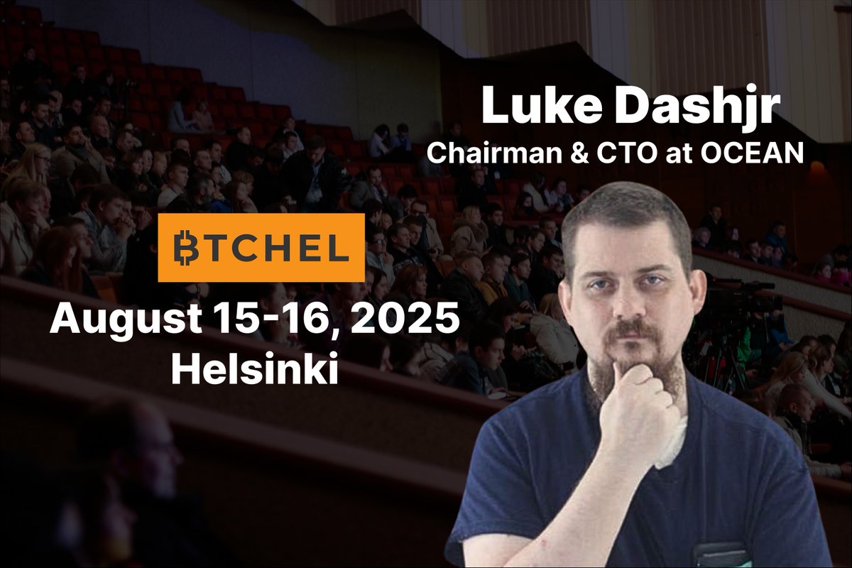 LukeDashjr– Bitcoin Core developer since 2011, creator of Bitcoin Knots &  Eligius, now CTO at OCEAN. Meet him live at BTCHEL 2025 – the first major  Bitcoin conference in the Nordics!