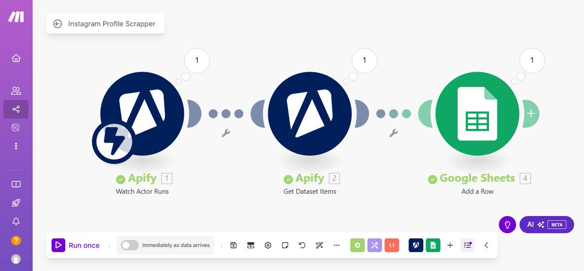Giulianna_dev's tweet image. 🚀 Built an automation that scrapes Instagram profile data using Apify and sends it straight to Google Sheets — no coding needed!

Perfect for lead gen, market research, or social media analysis 📊🔥

#NoCode #Make #Apify #Automation #InstagramScraper #GoogleSheets #LeadGen