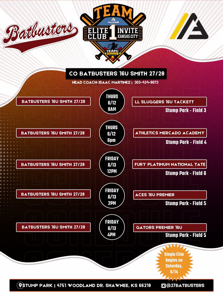 Gwen Thewes 2027 OF (@gwenthewes10) on Twitter photo Schedule for Kansas City Team 1 Elite Invite!! So excited to be back with my girls! <a href="/27Batbusters/">Batbusters 16 National Smith 27/28</a> <a href="/batbusterscoach/">Joe Smith</a> <a href="/Coach_Isaac3/">Isaac Martinez</a> <a href="/Coach_GM_/">Coach Maestretti</a> Schedule for Kansas City Team 1 Elite Invite!! So excited to be back with my girls! <a href="/27Batbusters/">Batbusters 16 National Smith 27/28</a> <a href="/batbusterscoach/">Joe Smith</a> <a href="/Coach_Isaac3/">Isaac Martinez</a> <a href="/Coach_GM_/">Coach Maestretti</a>