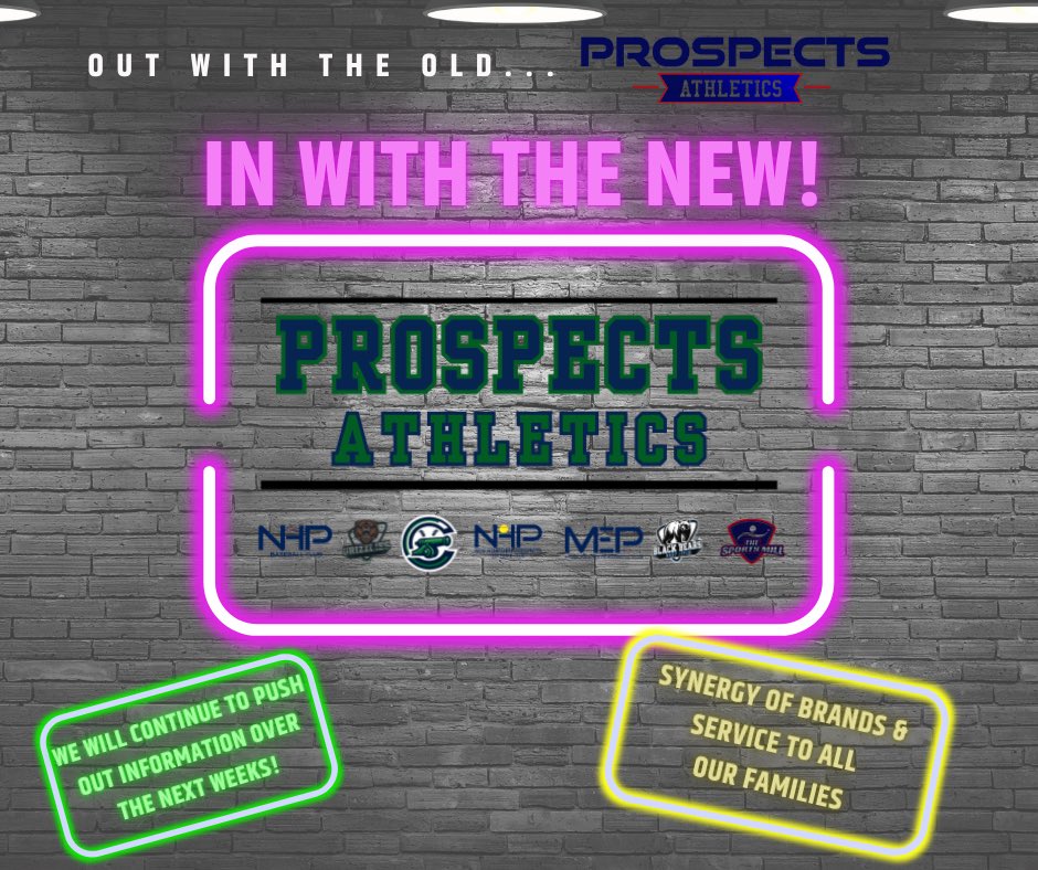 Thank you for all who joined our Town Hall tonight.  

Out with the old...and in with the new and bright future for Prospects Athletics.

Stay tuned in the coming days/week for more information about tryouts, programming, fall baseball, and a recording of tonights presentation.