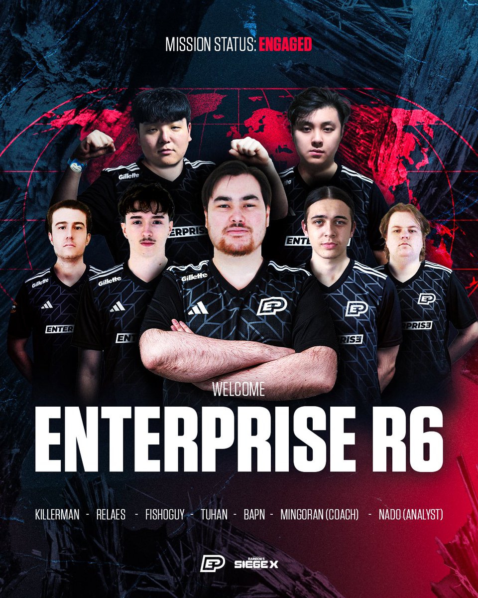 New region. New game. Same mission.

We’re proud to announce our new Rainbow Six Siege roster competing in the Asia Pacific League - eyes on the world stage.

🇦🇺 <a href="/Fish0guy/">Fishoguy</a> 
🇦🇺 <a href="/Relaes5/">Relaes</a> 
🇦🇺 <a href="/TuhanR6/">EP | Tuhan</a> 
🇦🇺 <a href="/KillermanR6/">Killermcn</a> 
🇦🇺 <a href="/Bapnnnn/">EP | Bapn</a> 
🇰🇷 <a href="/mingoran_/">EP | MinGoran 🐷</a> (Coach)
🇨🇳 <a href="/NadoRum_/">EP | Nado</a> (Analyst)