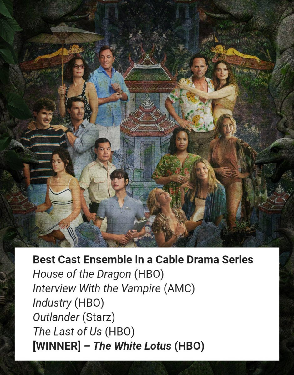 “The White Lotus” took home Best Ensemble in a Cable Drama Series at the Astra Awards 2025! 

Congratulations to #LISA and the whole cast! #TheWhiteLotus