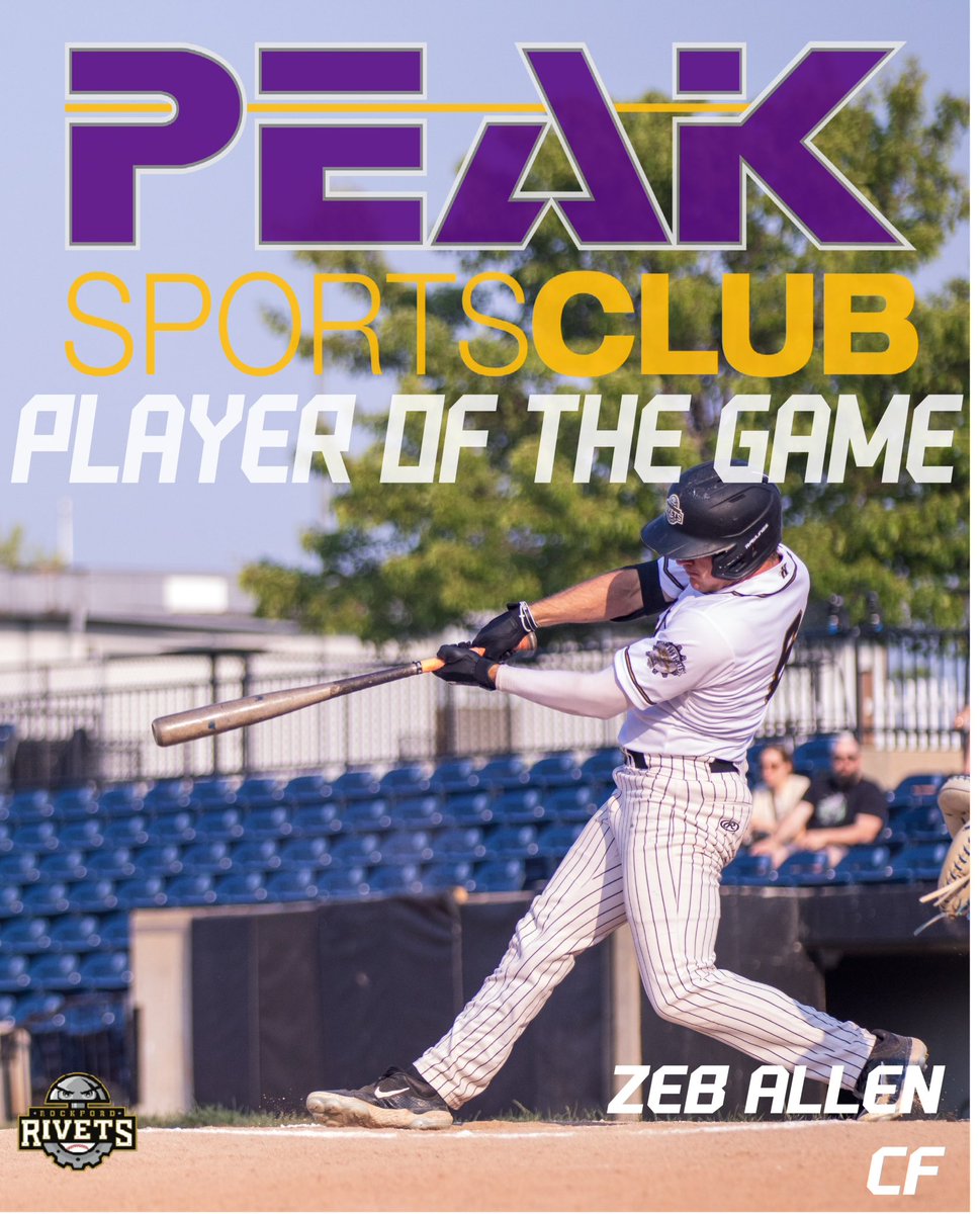 Tonight’s Peak Sports Club Player of the Game is <a href="/ZebAllen3/">Zeb Allen</a>!

Zeb went 2-4 with a 3-run HR in tonight’s win!

#ScrewsAreHot🔩