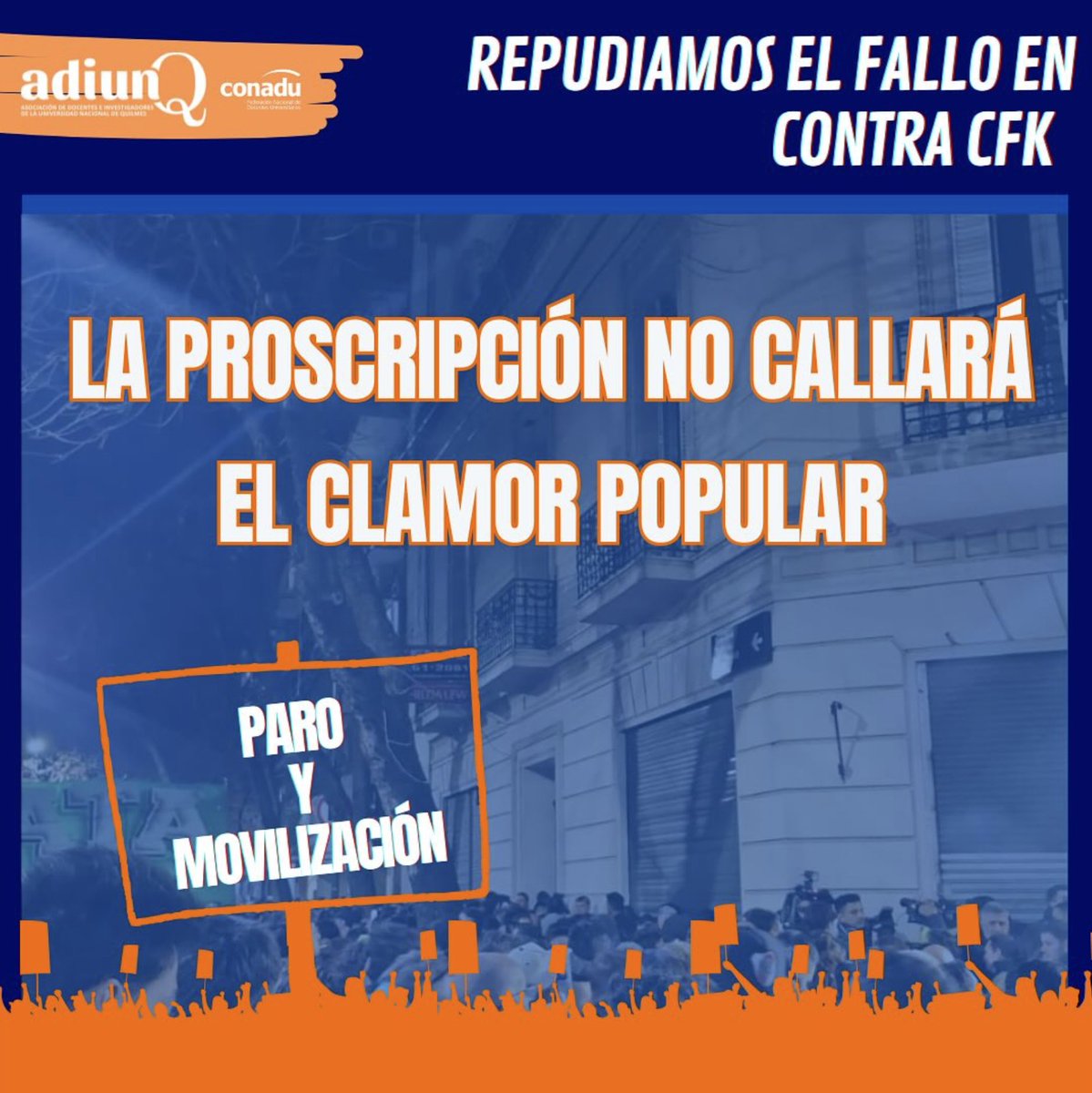 Estado de derecho? Justicia? Ejercicio de la Democracia? Respeto por la oposición? Este gobierno no respeta nada y solo busca abolir la democracia e ir por todo. 
Hay un solo camino: militar y defender el derecho soberano del pueblo!! 
<a href="/prensaconadu/">CONADU</a>