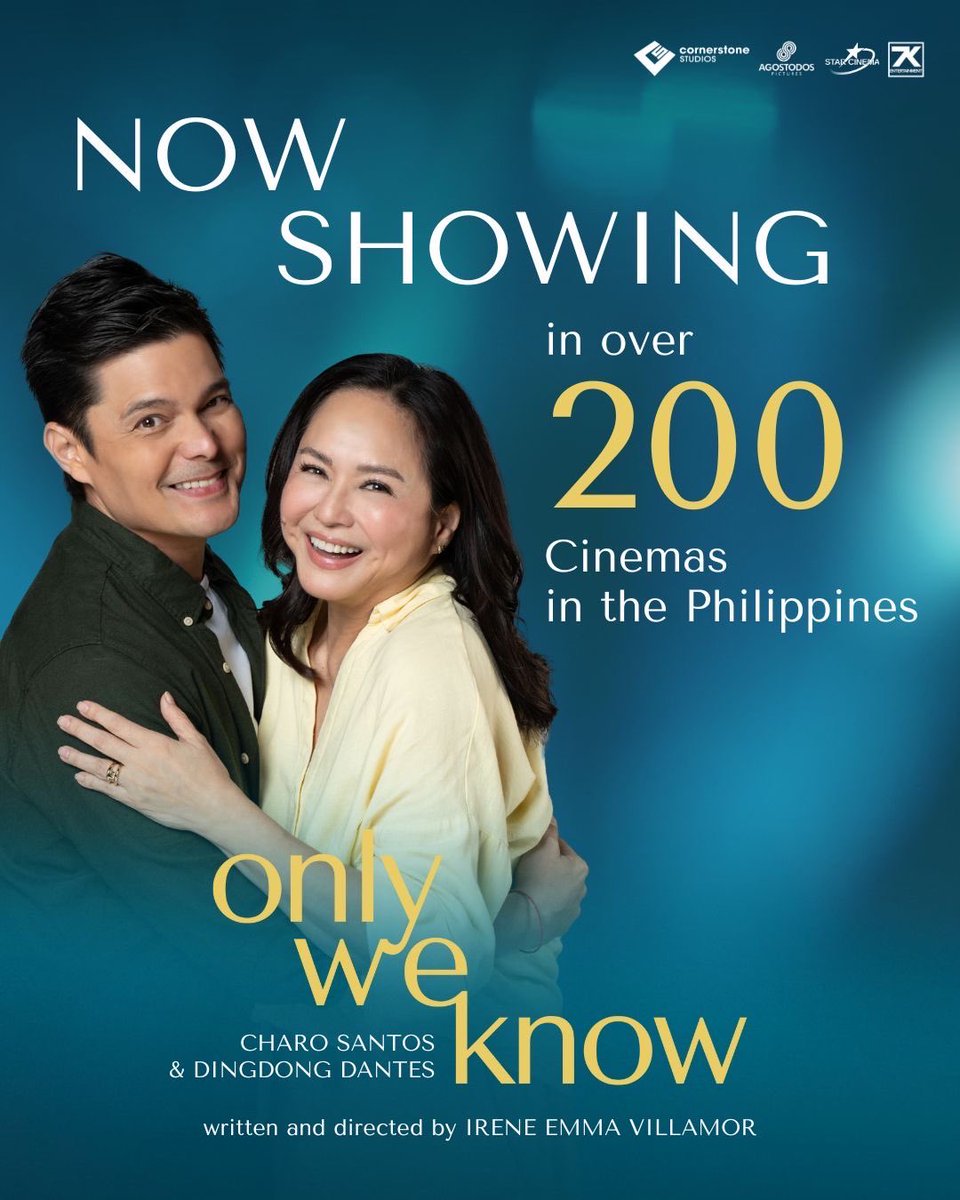 🎬 NOW SHOWING: ONLY WE KNOW
in over 200 cinemas nationwide! ✨

Not every love needs to be defined.
Some stories live in the silence, the glances, the spaces in between. 🩵

#OnlyWeKnow, starring Charo Santos and Dingdong Dantes, directed by Irene Emma Villamor is now showing