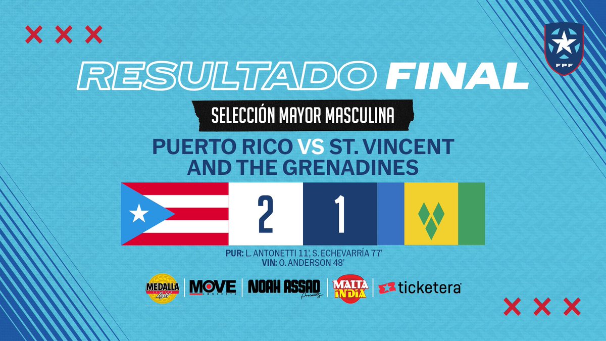 HuracanAzulPR's tweet photo. 🇵🇷⚽️ Resultados | CONCACAF Qualifiers Road to 2026

🆚 Puerto Rico vs St. Vincent And The Grenadines
📆 martes, 10 de junio, 9:00 PM
🏟️ Estadio Centroamericano de Mayagüez https://t.co/pYeWClgf27