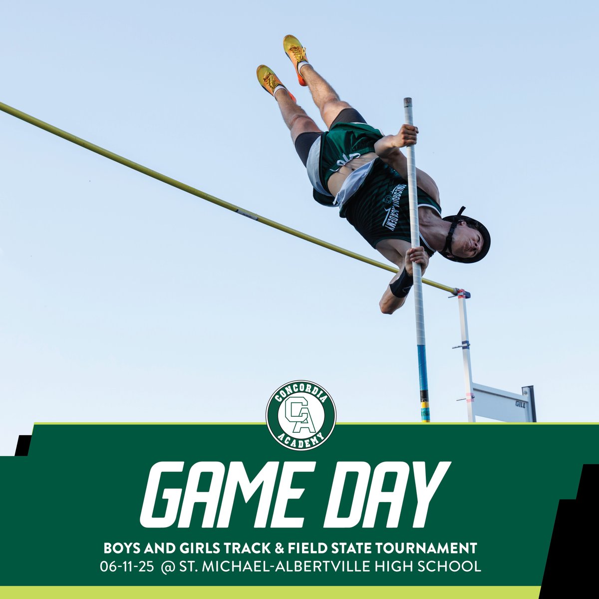 The State Track and Field Meet continues today, with Beacons competing in 11 events.

Also, congratulations to Nicklaus Wimmer, who was All-State yesterday in the Pole Vault, clearing 13'0" and placing 8th!

Good luck, Beacons! We're proud of you!

#concordiaacademybeacons