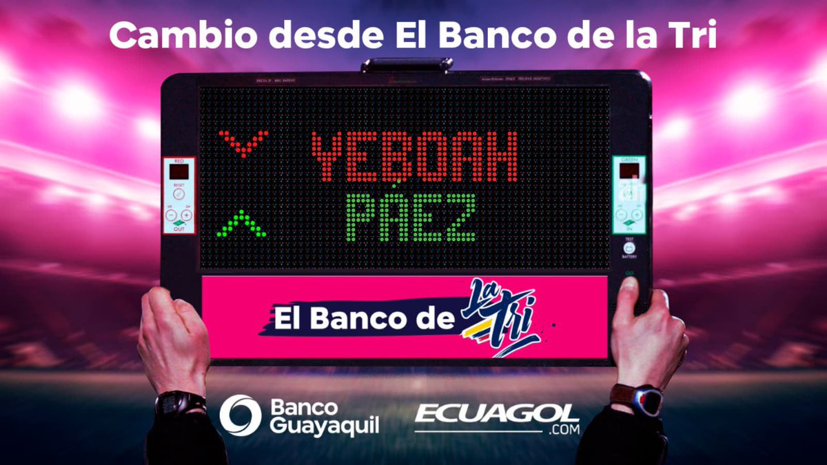 ECUAGOL's tweet image. 77’ Cambios en @LaTri: 

➡️ Kendry Páez 
⬅️ John Yeboah 

#PER 0 - 0 #ECU #Eliminatorias #Ecuagol #ElBancoDelFútbol