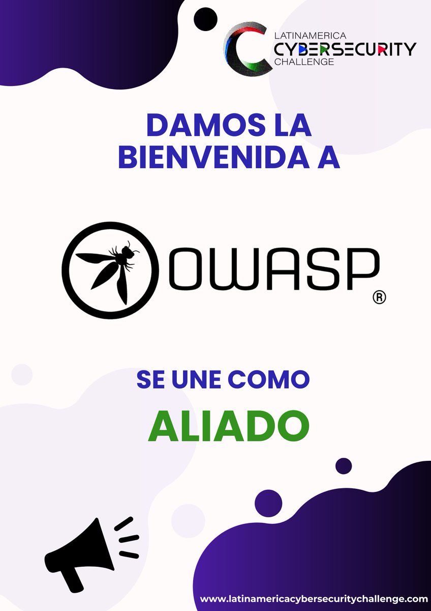 LatinAmerica Cybersecurity (@latincontacto) on Twitter photo 🔐✨ ¡Nos complace anunciar un nuevo aliado!
Damos la bienvenida a <a href="/owasp/">OWASP® Foundation</a> (Open Worldwide Application Security Project) como aliado oficial del Latin America Cybersecurity Challenge 2025 🌎 🔐✨ ¡Nos complace anunciar un nuevo aliado!
Damos la bienvenida a <a href="/owasp/">OWASP® Foundation</a> (Open Worldwide Application Security Project) como aliado oficial del Latin America Cybersecurity Challenge 2025 🌎