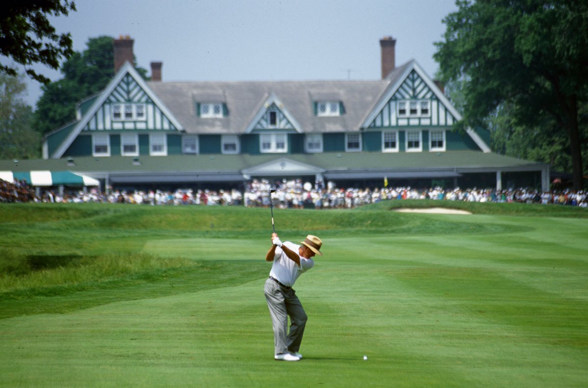 justinaholland's tweet image. At 64, Arnold Palmer teed it up at Oakmont in the 1994 U.S. Open—his home course. He shot 77-79 on one of golf’s toughest tests, walking tall to a roaring ovation on 18. He didn’t make the cut, but he reminded the world what grace, grit, and greatness truly look like.