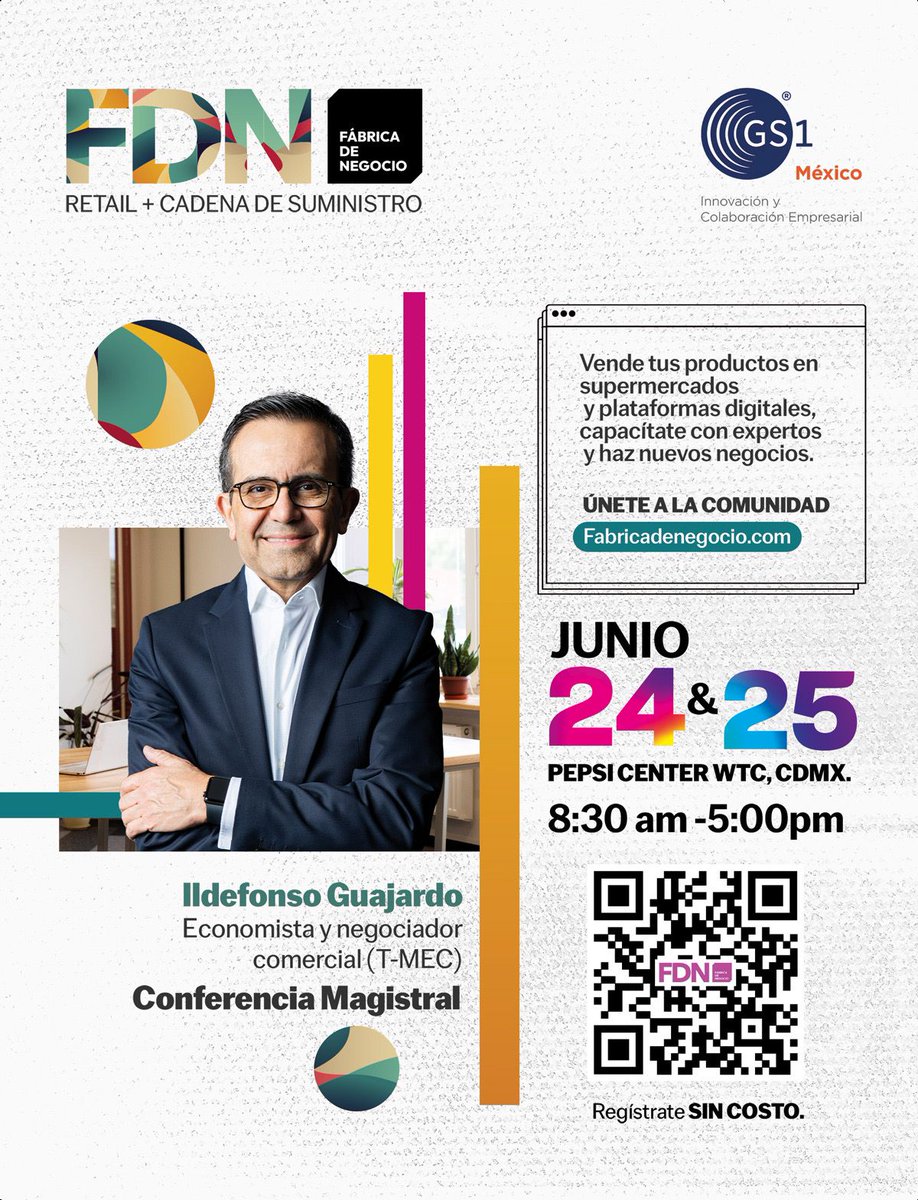 'El futuro del T-MEC en la Era de Trump' será la #conferencia que impartirá <a href="/ildefonsogv/">Ildefonso Guajardo Villarreal</a> en #FábricaDeNegocio 2025.

Un evento idóneo para empresarios que quieren crecer su negocio en el mundo del #retail.

🗓️ Jun/25 en #PepsiCenter. +Info: fabricadenegocio.com/fdn-2025/cdmx