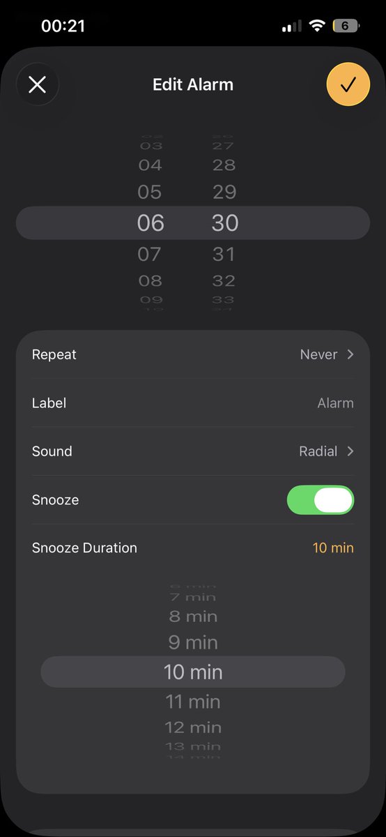 serimariii's tweet photo. FINALMENTE COLOCARAM A OPÇAO DE SNOOZE DE 10 MINNN PQP TE AMO APPLE https://t.co/k794Y6aTKa