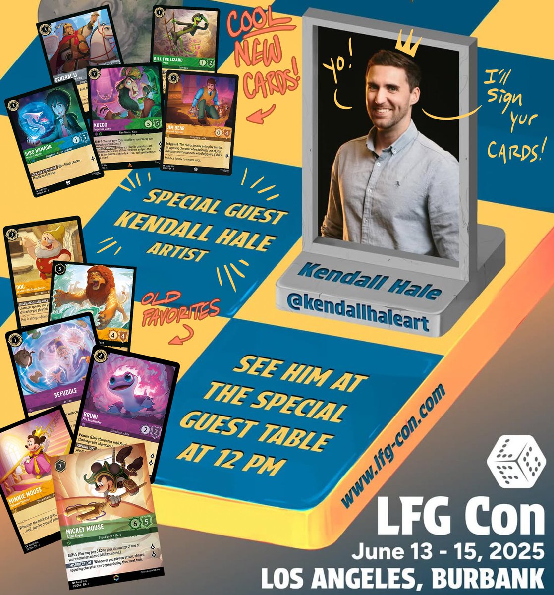 Got a couple of signings coming up this month, the first one is at LFG Con, a TCG and tabletop gaming convention at the Burbank Mariott! I'll be there this SATURDAY (June 14) from 1-3pm signing Lorcana cards! See ya there!
#lorcana #signing #tcg #autograph #lfgcon