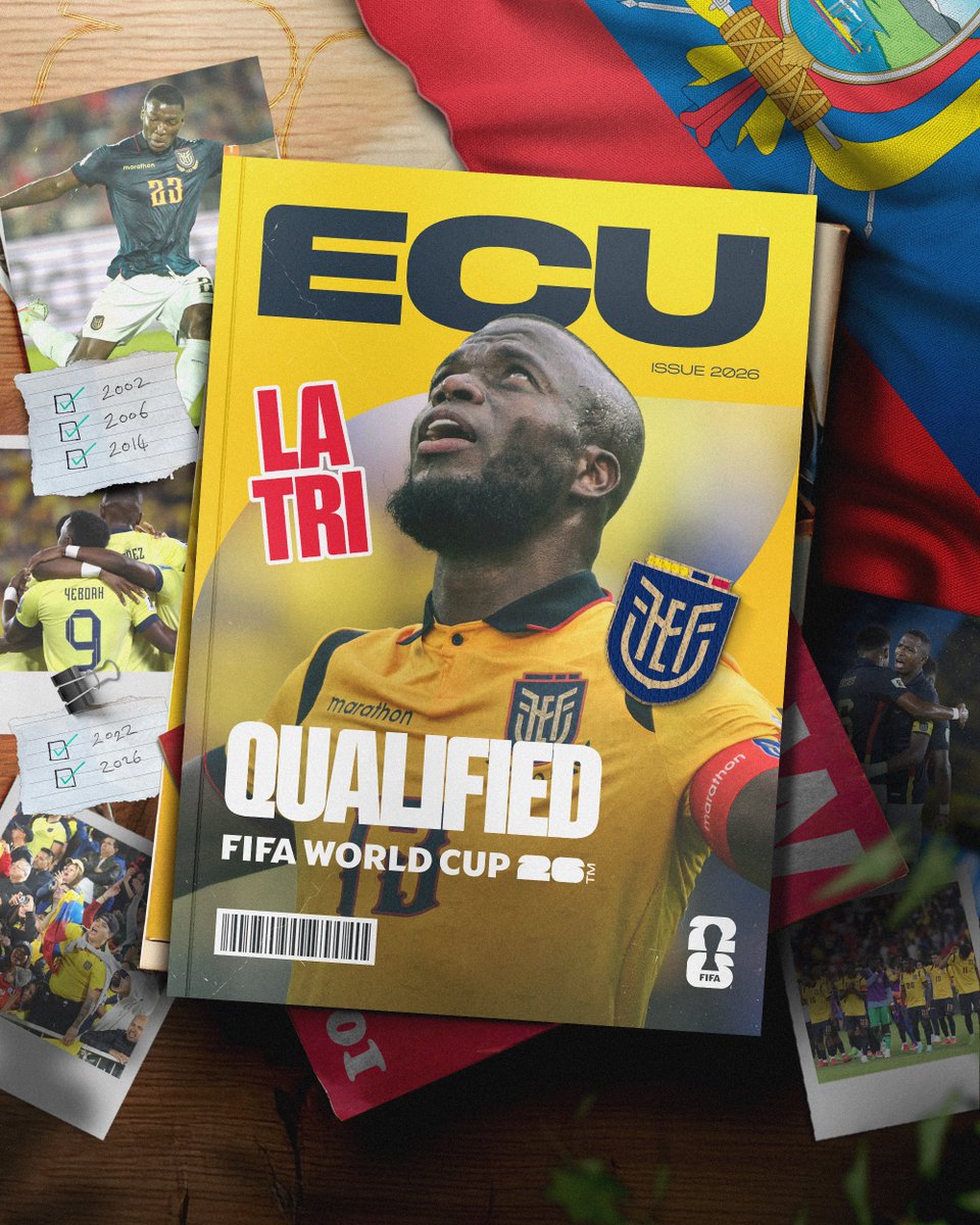 🇪🇨✌️ ¡Segunda clasificación consecutiva a la #CopaMundialFIFA para Ecuador!