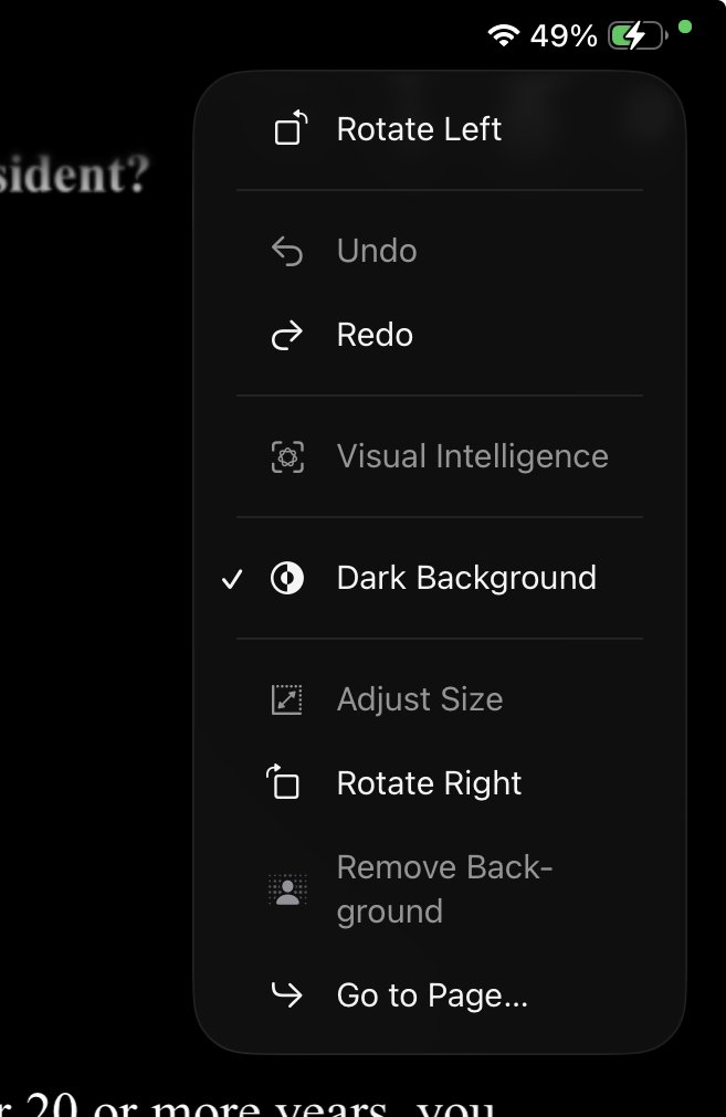 PineTreeFrost's tweet image. Most underrated feature of Preview app on iPadOS. Any PDF can have a dark background!