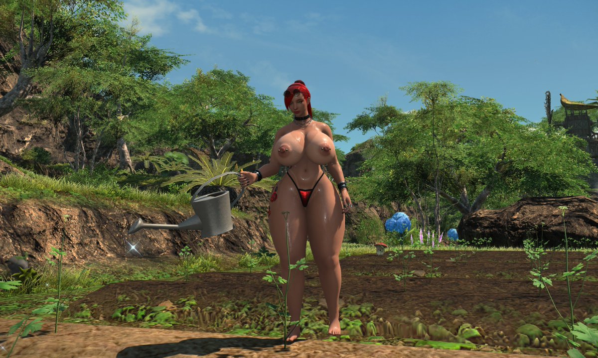 Aaah   what a good time to water the flora 
#midlander #ffxivnsfw #ffxivlewd