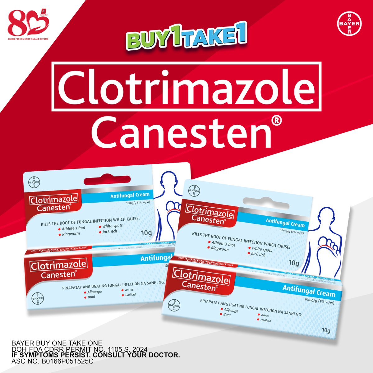 Tama na ang kati-tiis!
Gamit na ng Clotrimazole (Canesten) para bye fungi when used as indicated.
Now on Buy 1 Get 1 for the 10g tube in Mercury Drug stores!
#SukiSavers