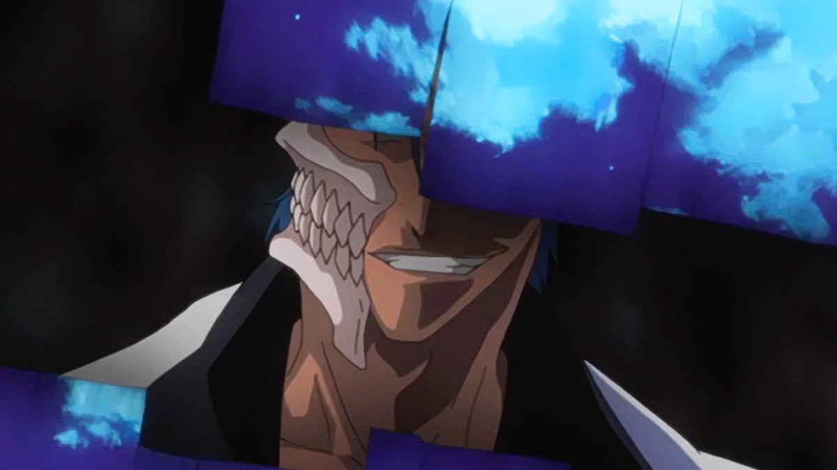 i love this shot so much. grimmjow's smirk and hidden eyes, the bright night sky separating as the garganta opens, it's so good