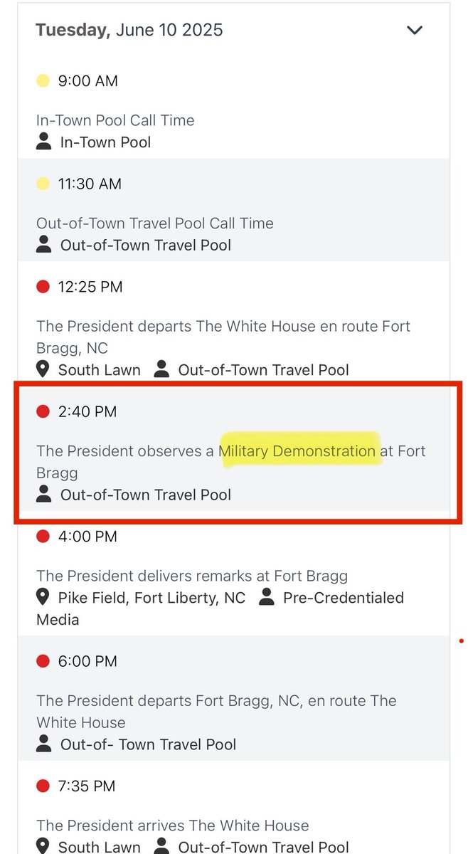 Demonstration

Trump's schedule today