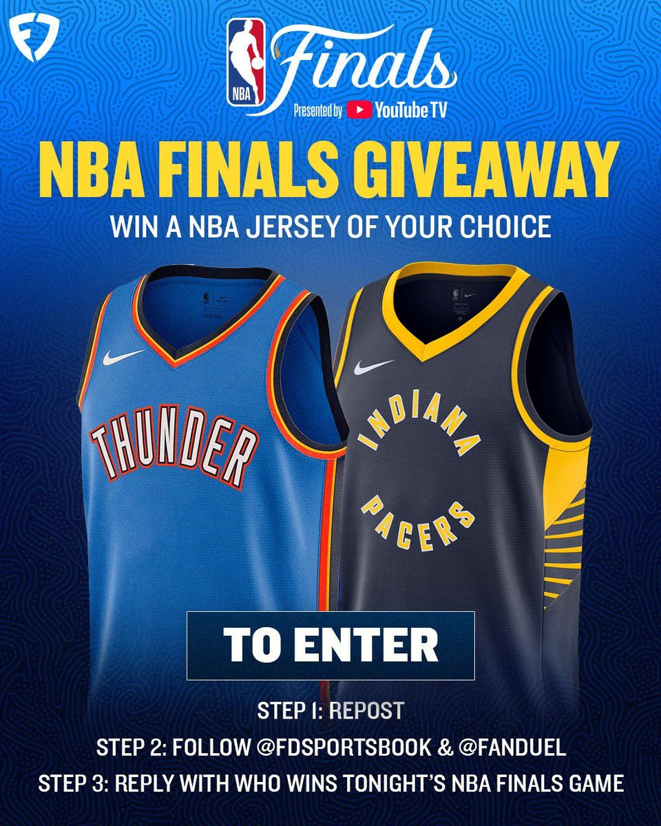 THE NBA FINALS ARE ROLLING 🏆

To celebrate, we're giving away a NBA jersey to 10 lucky winners on EACH DAY of the Finals 🏀

To enter: 
1️⃣ REPOST 
2️⃣ FOLLOW <a href="/FDSportsbook/">FanDuel Sportsbook</a> &amp; <a href="/FanDuel/">FanDuel</a>
3️⃣ REPLY with your Game 3 winner

Rules: linktr.ee/FanDuel | #NBAFinals
