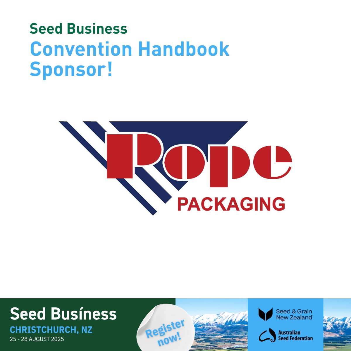 Big thanks to Pope Packaging, our Convention Handbook Sponsor for #SeedBusiness2025! 🌿

Join us: eventbookings.com/b/event/seed-b…