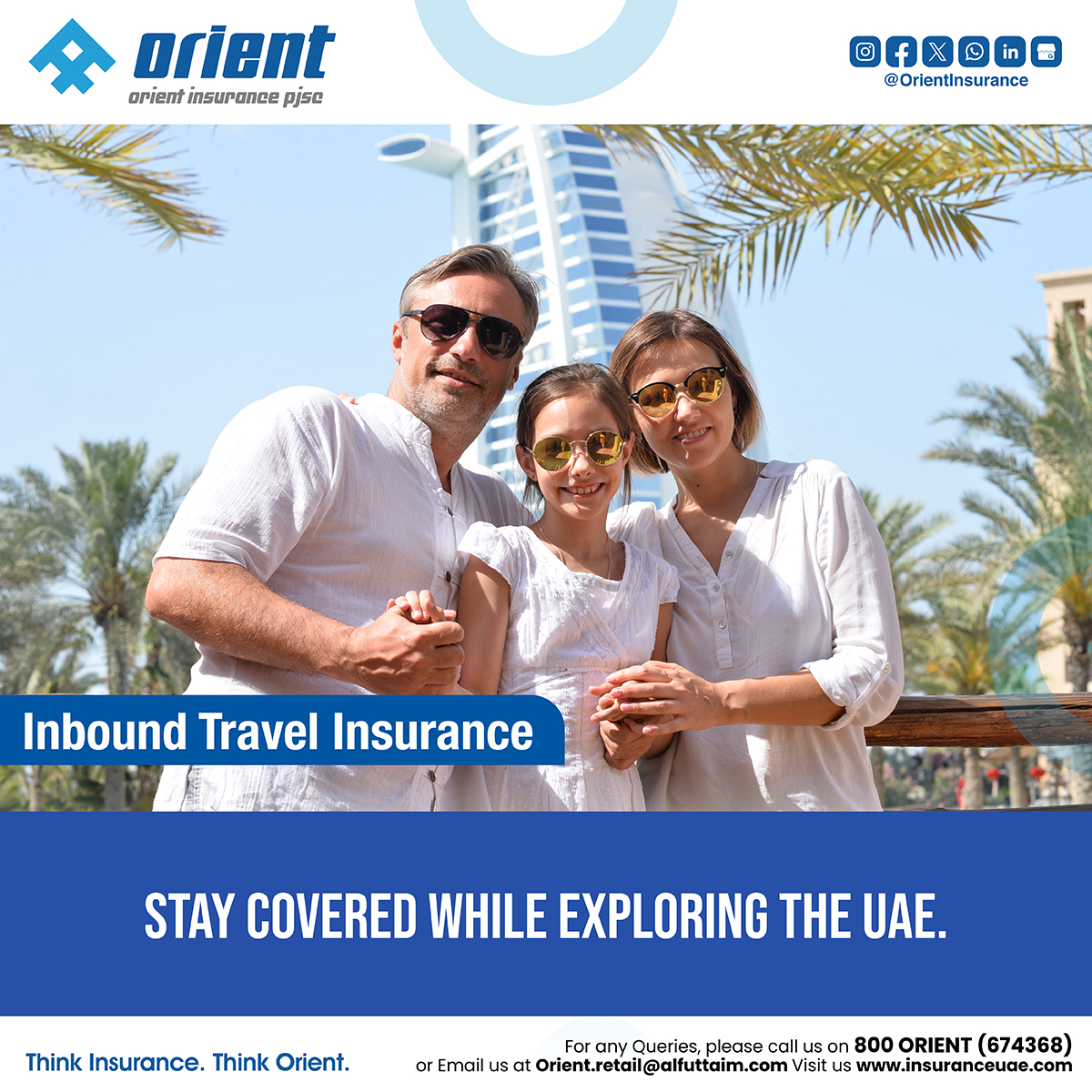 Arrive in the #UAE hassle-free! Orient #TravelInsurance covers medical emergencies, incl. COVID-19 and quarantine.
Terms and Conditions Apply
Buy:  zurl.co/ed7qy
Visit: zurl.co/I723H
Call 800 Orient(674368) or Email orient.retail@alfuttaim.com
#OrientInsurance