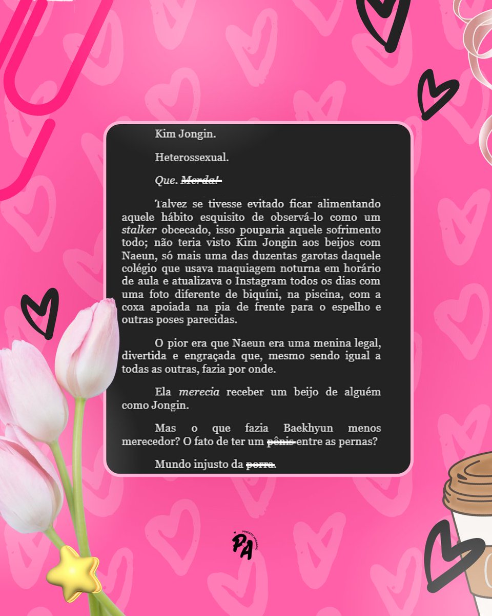 Que mundo injusto é esse que eu não posso ter Kim Jongin?! 😭

O Quote do dia é um trecho retirado da fanfic "Só Queria Ser Uma Menina". Uma história tão engraçada e fofa que você vai poder ler no ficbook de "Amor Em Preto e Rosa" 👀💋
