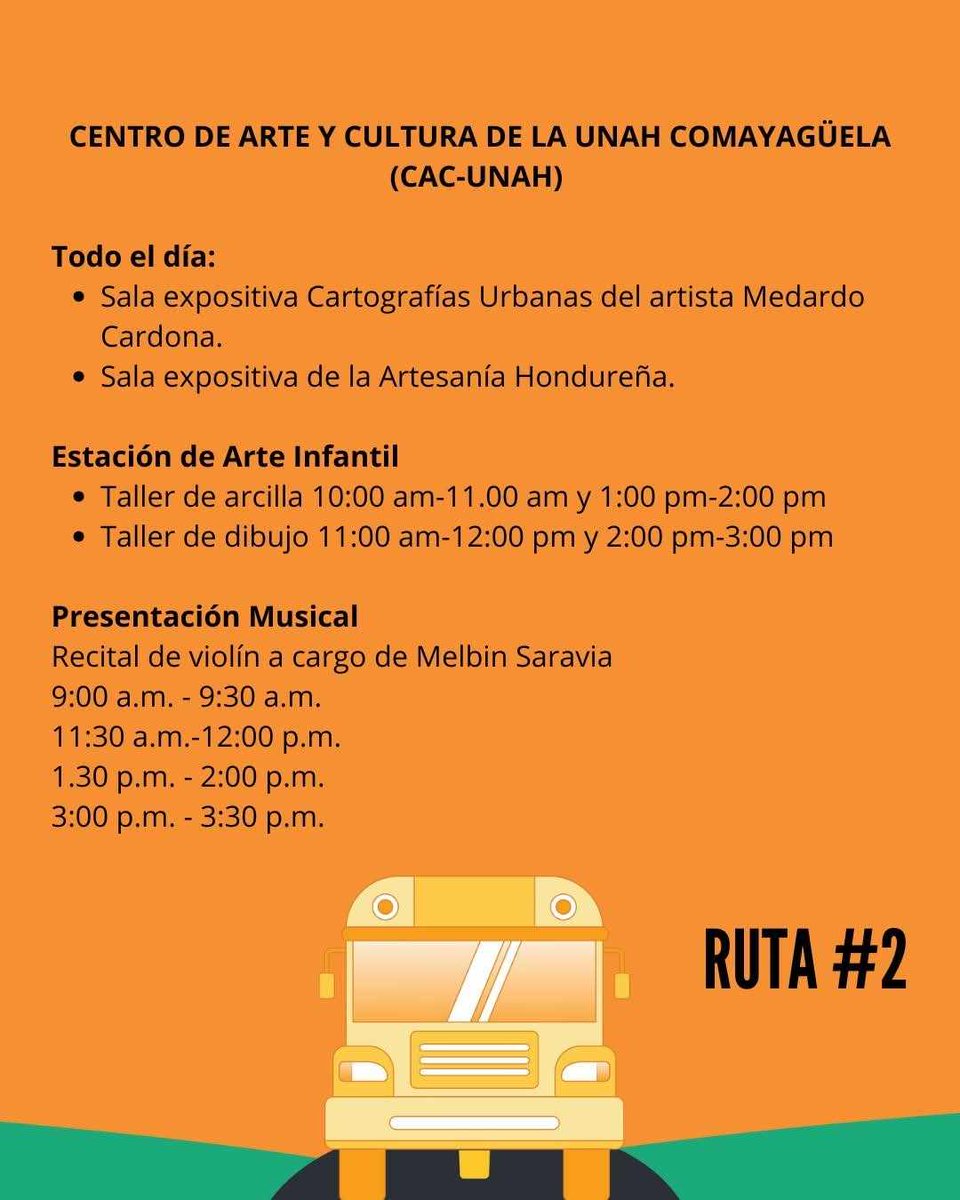 CCCTeg's tweet photo. ¡Te presentamos la ruta #2 del ART CITY TOUR! 
Boletería ya a la venta en nuestra biografía o entrando a: https://t.co/KGhw1xRnw8

⏰: 9:00 am 4:00 pm (últimos buses salen de centros culturales a las 3:00 pm) 
📍: punto de partida Centro Cultural de España https://t.co/gdEkSZnGkO