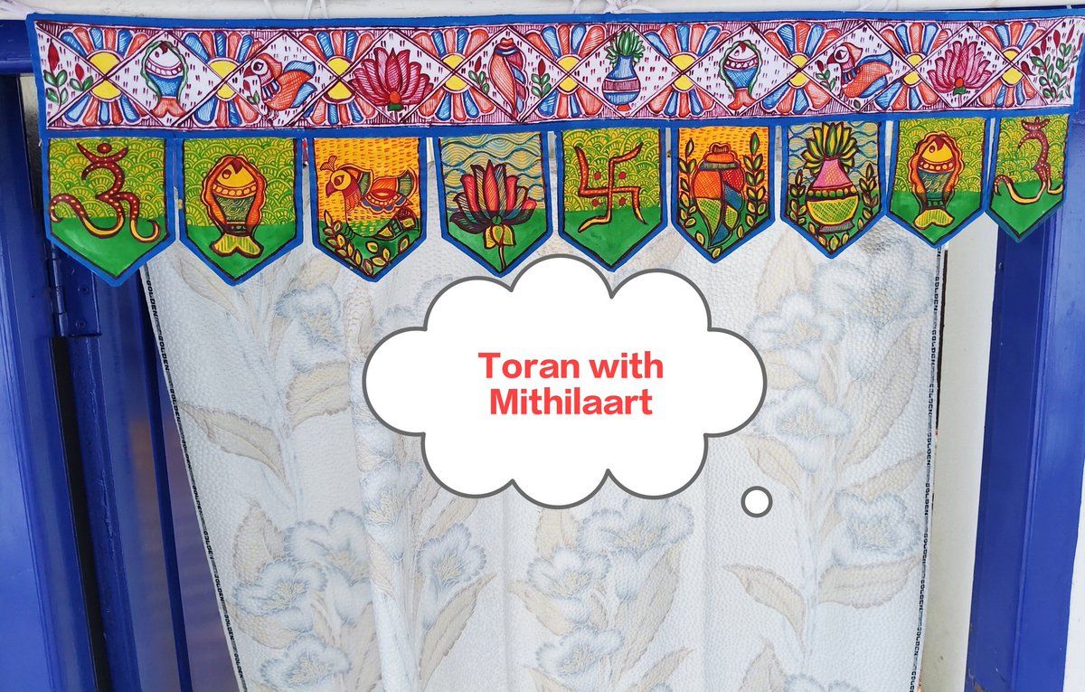 mithilakritihub's tweet photo. 💐💐Welcome the task that makes you go beyond yourself. - Frank McGee.
Welcome friends...😊🙏🌻🌼
✳️✳️Toran/door hanging....decorated and designed with colors and motifs of mithilaart. Handpainted mithilaart
#toran #doorhanging #doordecor #todaysart #motifs #colors #mithilaarts https://t.co/CyeamZ9KEo