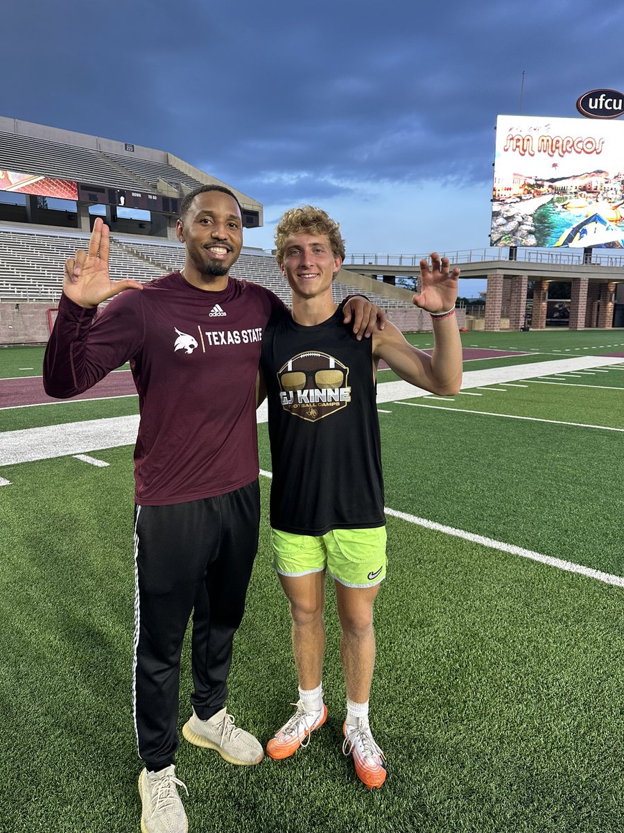 GraysonMyer's tweet image. Great time competing at @TXSTATEFOOTBALL last week! Thanks for the coaching and conversations @BWells409 @CoachDexG4WYW @GJKinne @CoachMart1nez @TrustMyEyesO ‼️
@WakelandFTball @WHSFBRecruiting
@coach_isom60 @coachjwhoward @coach_oglesbee @dpreston3308 @coachbirdwell…