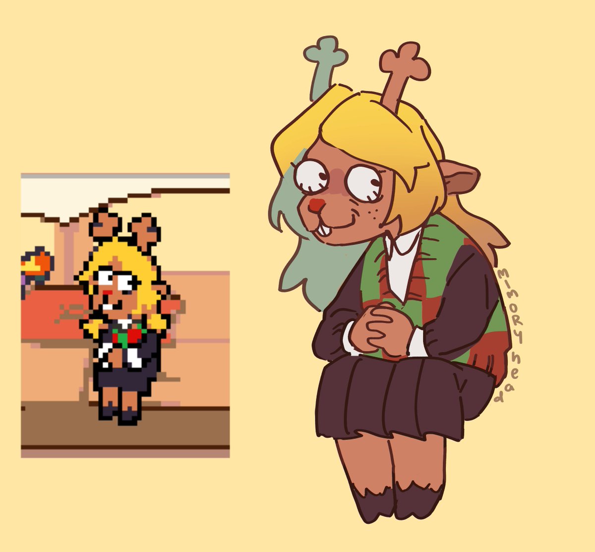mimoryhead's tweet image. mee i wanna draw silly noelle too #DELTARUNE #deltarunespoilers
