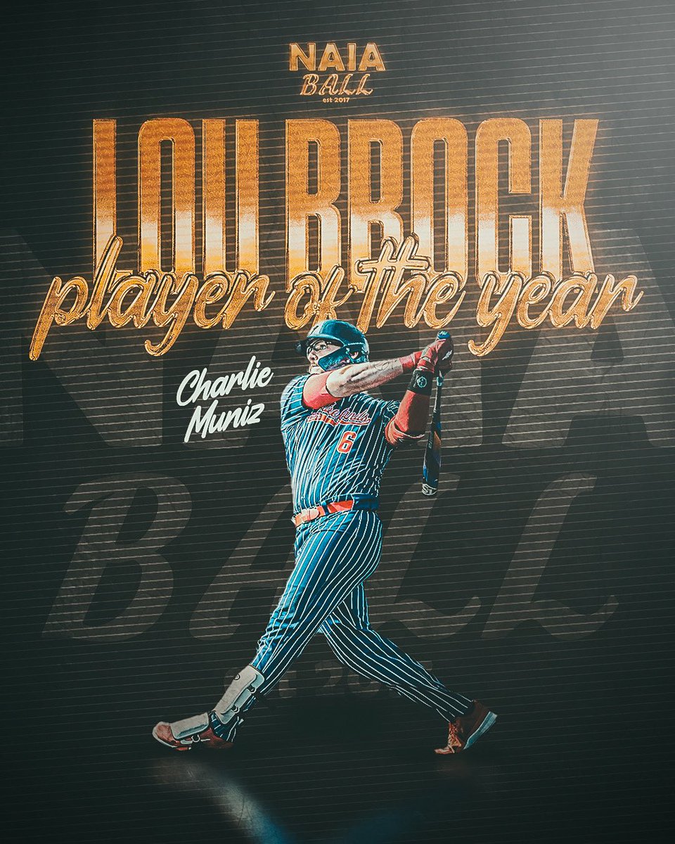 The 2025 Lou Brock Player Of The Year in association with the Lou Brock Foundation is University Of The Cumberlands (KY)’s Charlie Muniz! 

Muniz earns the award for the second straight season as he led the nation with 36 home runs and 96 RBI ending his historic career as the
