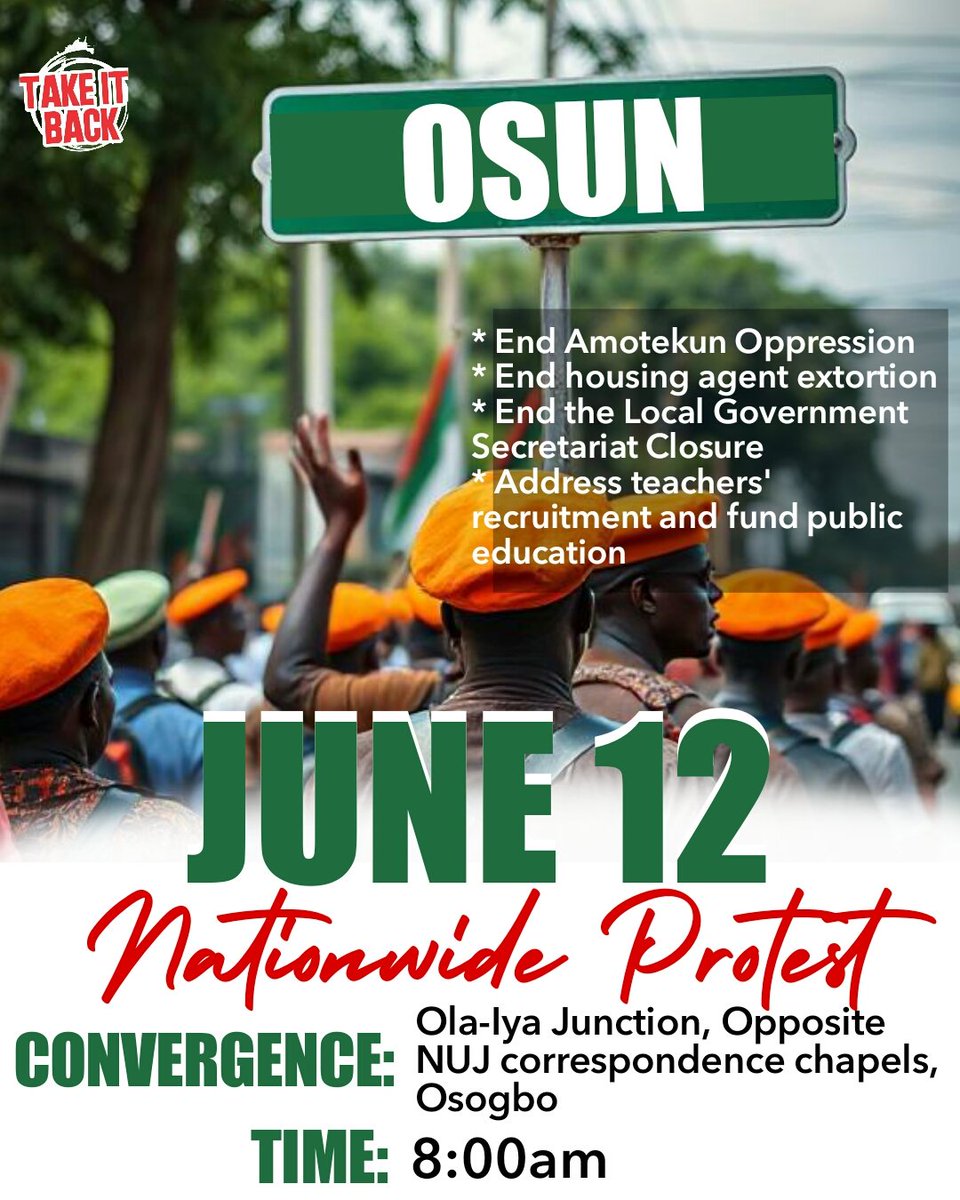 Osun State is ready, come out and speak out. #June12Protest #June12Protest #June12Protest #June12Protest #June12Protest #June12Protest #June12Protest