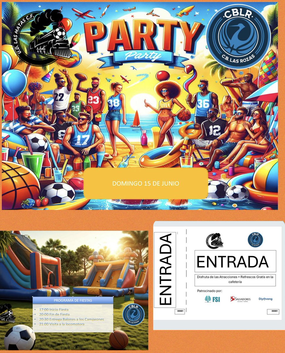 🔝🔝Llegamos al final de la temporada y queremos celebrarlo como se merece. El domingo, os esperamos, para disfrutar del final de temporada. No faltes!!! 🎉🥳
Junto con nuestros amigos del <a href="/cblasrozas/">CB Las Rozas</a> hemos preparado una tarde muy divertida para toda la familia. . #lalocomotora🚂