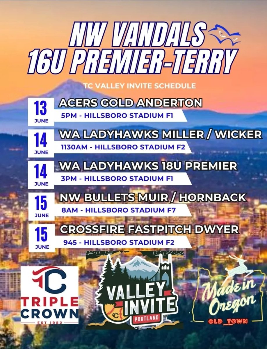 schindler_72211's tweet photo. NW Vandals Terry will be playing at the @TCSFastpitch #valleyinvite. Come check us out! https://t.co/2qAXpXhkFw