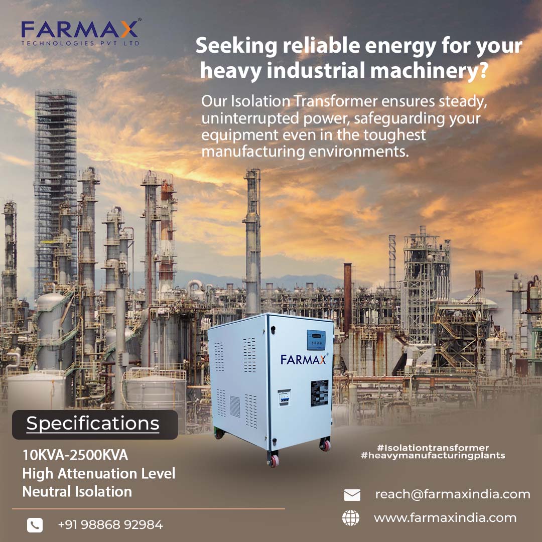 FarmaxT's tweet image. Seeking reliable energy for your heavy industrial machinery?
Our Isolation Transformer ensures steady, uninterrupted power, safeguarding your equipment even in the toughest manufacturing environments.
#isolationtransformer #heavymanufacturingplant

🌐 farmaxindia.com