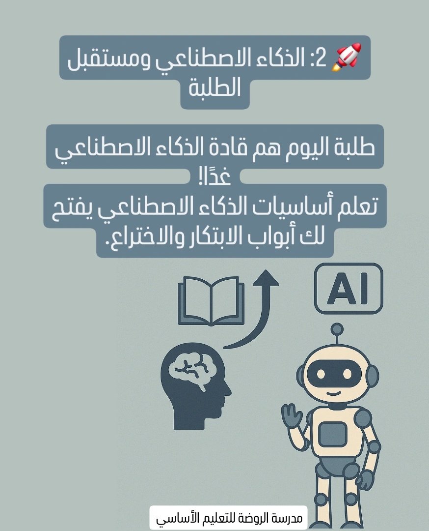 معلومة تهمك #الذكاء_الاصطناعي تحت اشراف الاستاذة نوف السديرية.