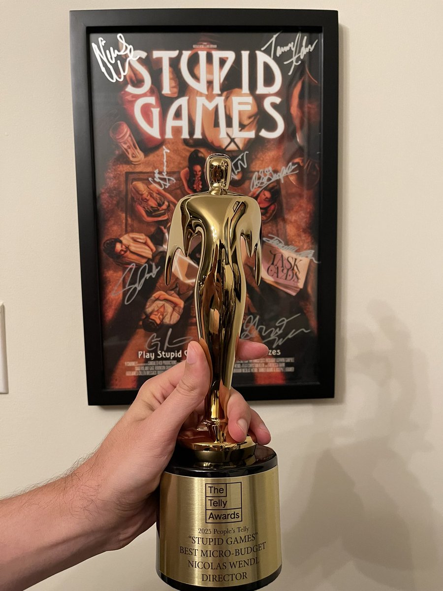 Nicolas Wendl (@nicolaswendl) on Twitter photo My GOLD <a href="/tellyawards/">The Telly Awards</a> just arrived! So beyond honored for this win! <a href="/StupidGamesFilm/">Stupid Games</a> is the little indie horror that could, and his win is such a wonderful reminder of what art and passion can do. #tellyawards #indiefilm My GOLD <a href="/tellyawards/">The Telly Awards</a> just arrived! So beyond honored for this win! <a href="/StupidGamesFilm/">Stupid Games</a> is the little indie horror that could, and his win is such a wonderful reminder of what art and passion can do. #tellyawards #indiefilm