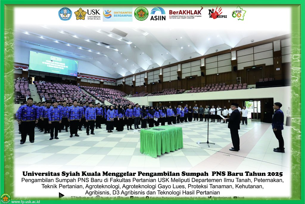PertanianUSK's tweet photo. USK Gelar Pengambilan Sumpah/Janji Pegawai Negeri Sipil: 38 PNS Fakultas Pertanian Siap Mengabdi di Dunia Pendidikan Tinggi
https://t.co/eAXlLSYFxX https://t.co/6646K37aMX