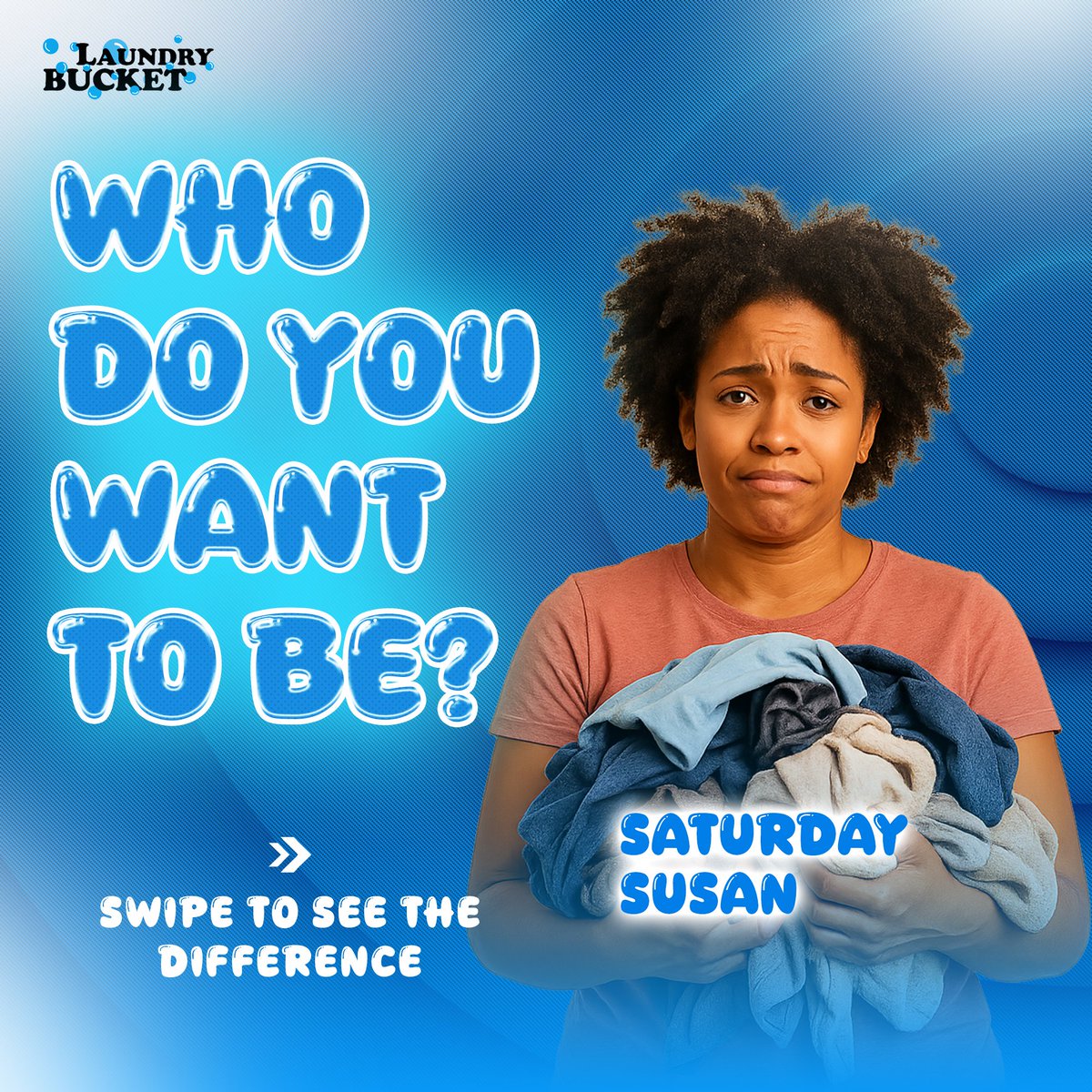 BucketPlatforms's tweet photo. 😩 Saturday Susan is stressed.
🧺 Sunday Susan is living her best life.

✨ The only difference? She let us handle the laundry.

Spend your weekend making memories, not folding clothes. 🫧💙

#LaundryService #SelfCare #LaundryMadeEasy #mylaundrybucket #bucketplatforms https://t.co/FEGnzOMr4z