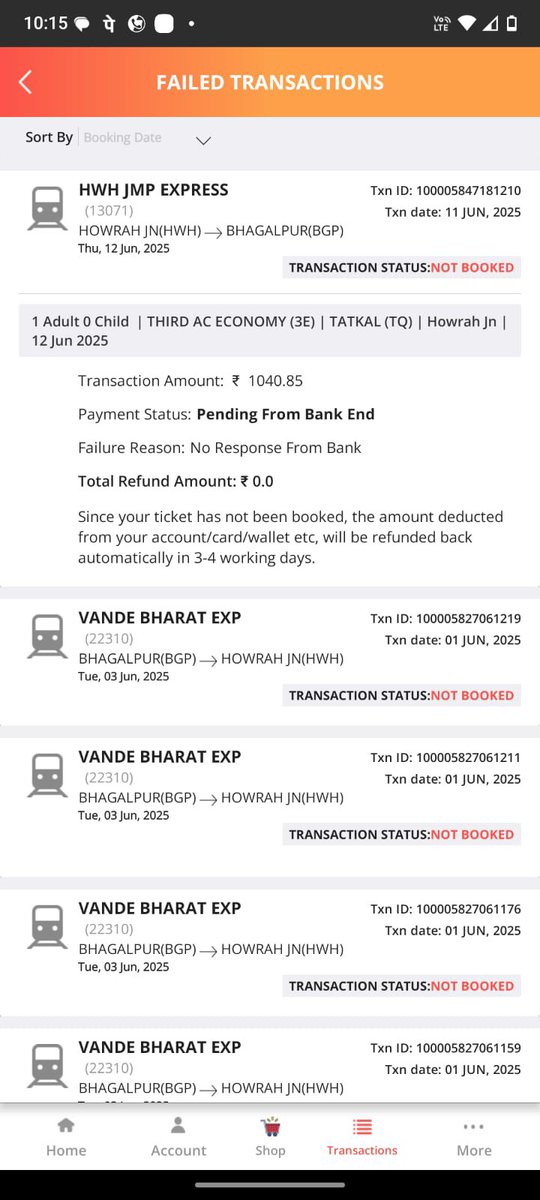 DrBhagat19's tweet photo. @irctc @AshwiniVaishnaw after irctc notiied us of ticket not booked and transcation cancelled ,prompt us to give second try at booking and ticket got confirmed but the previous booking also showing confirmed, why should i face the loss of app glitch are u guys doing scam? https://t.co/t6MO9o7haF
