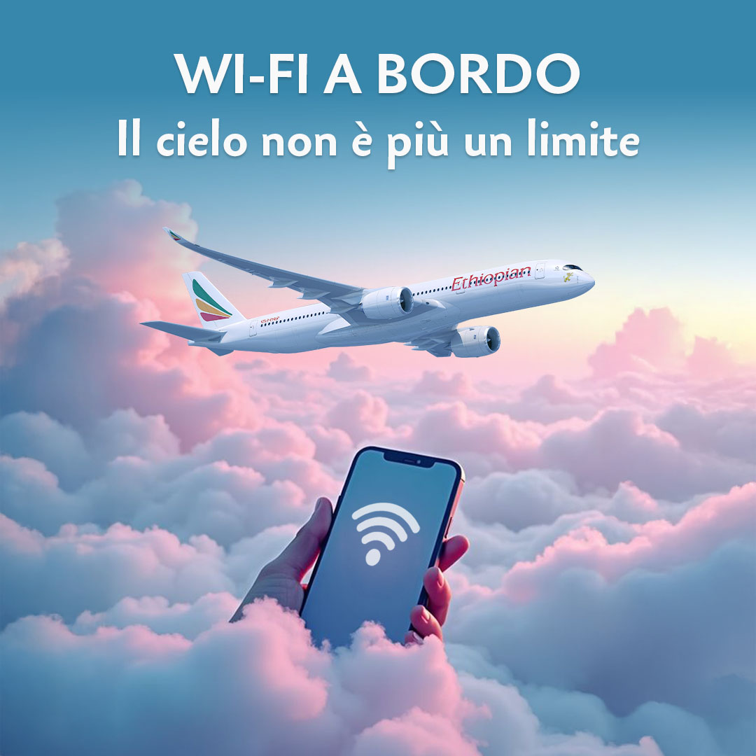 Sopra le nuvole ma sempre connessi.
📶 Con il Wi-Fi di bordo ShebaSkyConnect puoi navigare, lavorare o chattare durante il volo.
💼✈️ Per chi viaggia smart.
🔗 ow.ly/LngR50OFNCi

#FlyEthiopian #ShebaSkyConnect #wifi