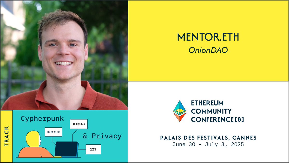 ActuallyMentor's tweet image. Life achievement unlocked: I'm speaking at @EthCC this year!
I'll be talking about the @OnionDAO on-chain self-administering endowment fund that incentivised @torproject exit node operators, which was funded by @OctantApp funding.
Look forward to see you all in Cannes!