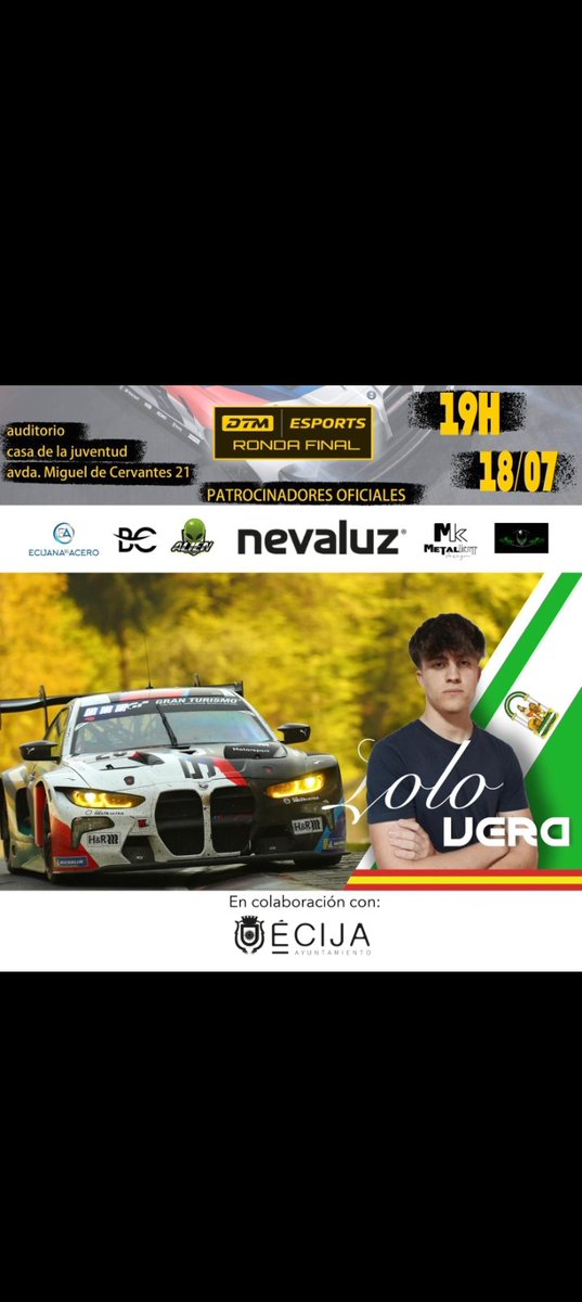 MAGICFOSTER (@magicfoster1) on Twitter photo El 18/7 hemos organizado un evento presencial en el auditorio de ECIJA donde nuestro <a href="/LoloVeraa_/">Lolo Vera</a>
DisputarΓ‘ la final de <a href="/DTM/">DTM</a> siendo el ΓΊnico espaΓ±ol
PodrΓ‘ hacerlo delante de su gente y allΓ estemos apoyando todos los <a href="/ALNmotorsport/">ALN Alien MotorSport</a> <a href="/alienSRcompany/">Alien SimRacing Company</a>
VAMOS CON TODO LOLO ! π½! El 18/7 hemos organizado un evento presencial en el auditorio de ECIJA donde nuestro <a href="/LoloVeraa_/">Lolo Vera</a>
DisputarΓ‘ la final de <a href="/DTM/">DTM</a> siendo el ΓΊnico espaΓ±ol
PodrΓ‘ hacerlo delante de su gente y allΓ estemos apoyando todos los <a href="/ALNmotorsport/">ALN Alien MotorSport</a> <a href="/alienSRcompany/">Alien SimRacing Company</a>
VAMOS CON TODO LOLO ! π½!