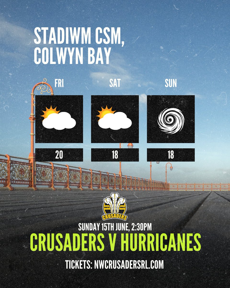 👀 Did someone say <a href="/HurricanesRLFC/">Midlands Hurricanes RLFC</a> in Colwyn Bay on Sunday?

#NWCrusaders welcome the Hurricanes to Stadiwm CSM this weekend in a top of the table clash!

Buy Tickets 👉 ticketpass.org/event/EFDAUG/n…

#NothingBetter ⚔️
