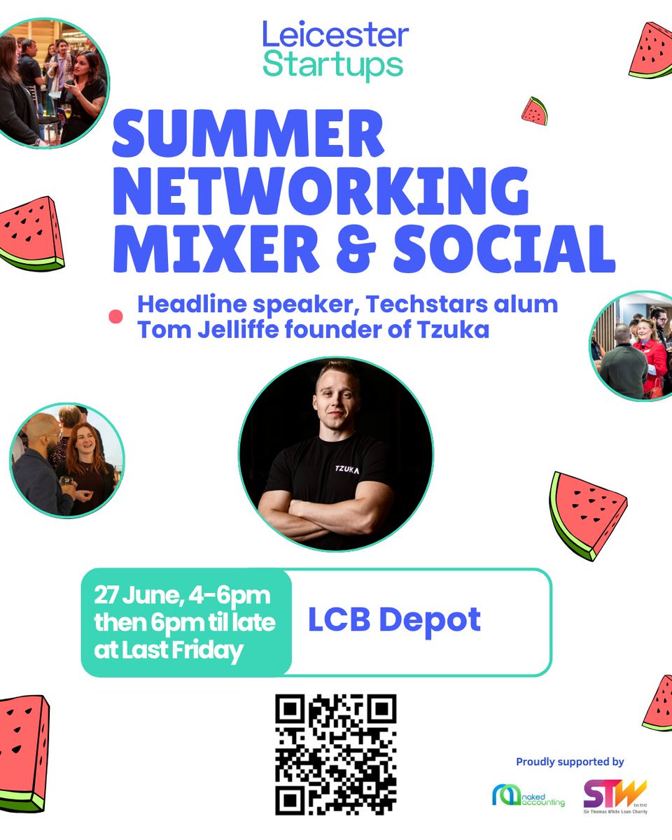 Leicester's premier summer event for startup founders is happening this month and will include:

🎤 Headline talk from Tom Jelliffe of Tzuka

🚀 A roster of new startups pitching

⚡ The  launch of our next accelerator

👀 Aannouncement about Canopy

 Summer25Mixer.eventbrite.co.uk