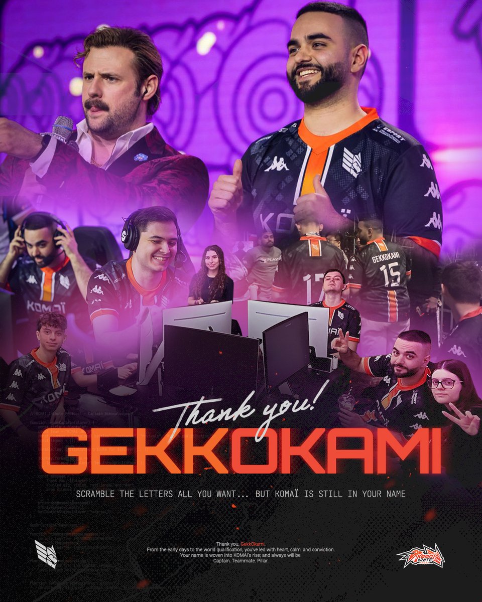 KOMAÏ (@komaiesport) on Twitter photo //KOMAÏ unite // <a href="/UniteEsports/">Pokémon UNITE Championship Series</a>
📣 After an intense and emotional year, we announce the departure of <a href="/GekkOkami/">GekkOkami</a> , captain of our Pokémon Unite team.
A true cornerstone of the team, Gek has embodied the values of KOMAÏ with outstanding professionalism, exemplary leadership, and //KOMAÏ unite // <a href="/UniteEsports/">Pokémon UNITE Championship Series</a>
📣 After an intense and emotional year, we announce the departure of <a href="/GekkOkami/">GekkOkami</a> , captain of our Pokémon Unite team.
A true cornerstone of the team, Gek has embodied the values of KOMAÏ with outstanding professionalism, exemplary leadership, and