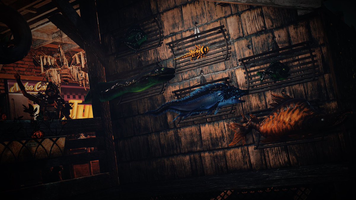 My fish wall so far, the axolotl looks so cute. x3 #Fallout76
