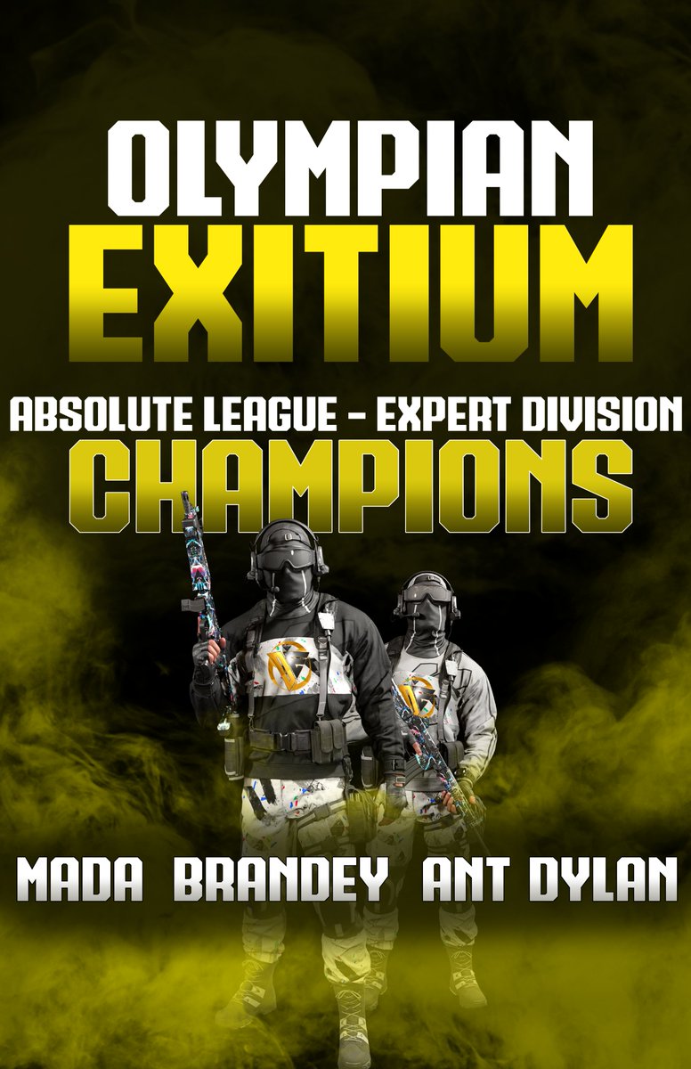 Olympian Esports (@olympianesport1) on Twitter photo 🏆 Olympian Exitium are CHAMPIONS !!!! 🏆
A great season from the Exitium boys
<a href="/OldManMada/">Adam</a>
<a href="/ExitiumAnt/">Ant</a>
<a href="/iBrandey/">Brandey</a>
<a href="/ExitiumDylan/">Dylan</a>
Who Won <a href="/Absolute_League/">Absolute League</a> Expert Division , Beating <a href="/AvngEsports/">AVNG Esports</a> in the Grand Final 3 - 1 🏆 Olympian Exitium are CHAMPIONS !!!! 🏆
A great season from the Exitium boys
<a href="/OldManMada/">Adam</a>
<a href="/ExitiumAnt/">Ant</a>
<a href="/iBrandey/">Brandey</a>
<a href="/ExitiumDylan/">Dylan</a>
Who Won <a href="/Absolute_League/">Absolute League</a> Expert Division , Beating <a href="/AvngEsports/">AVNG Esports</a> in the Grand Final 3 - 1