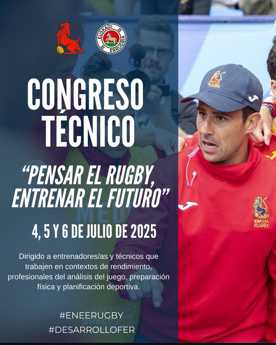 @eneeferugby y la Federación Vasca de Rugby organizan en Donostia un congreso técnico para entrenadores de rendimiento con referentes nacionales e internacionales.

Muy pronto más info sobre fechas y programa.

#CongresoRugby #ENEEferugby #RugbyEuskadi #EntrenadoresDeRendimiento